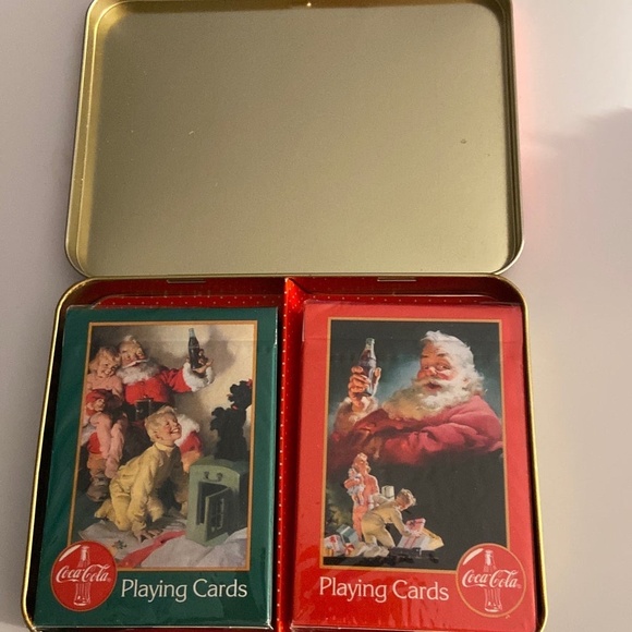 Brand New 1996 Vintage Sealed Coca Cola Santa 2 Decks 1952 & 1964 Playing Cards - Picture 2 of 4